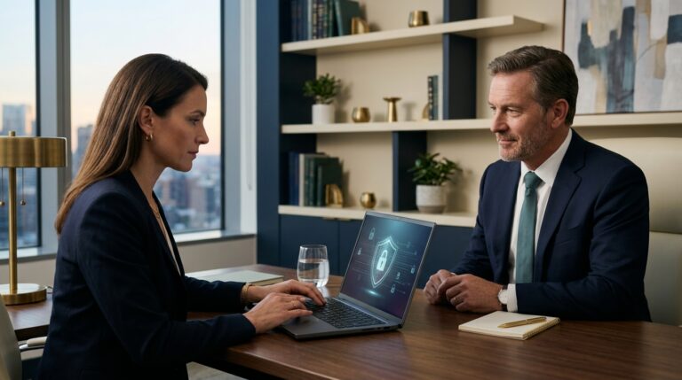 Client securely sharing confidential documents with a law firm