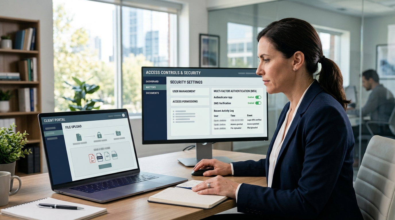 Secure law firm client portal used to upload sensitive legal files